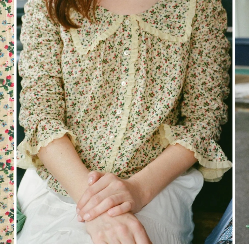 Christy Dawn Floral Blouse with Ruffle Trim - Picture 7 of 9